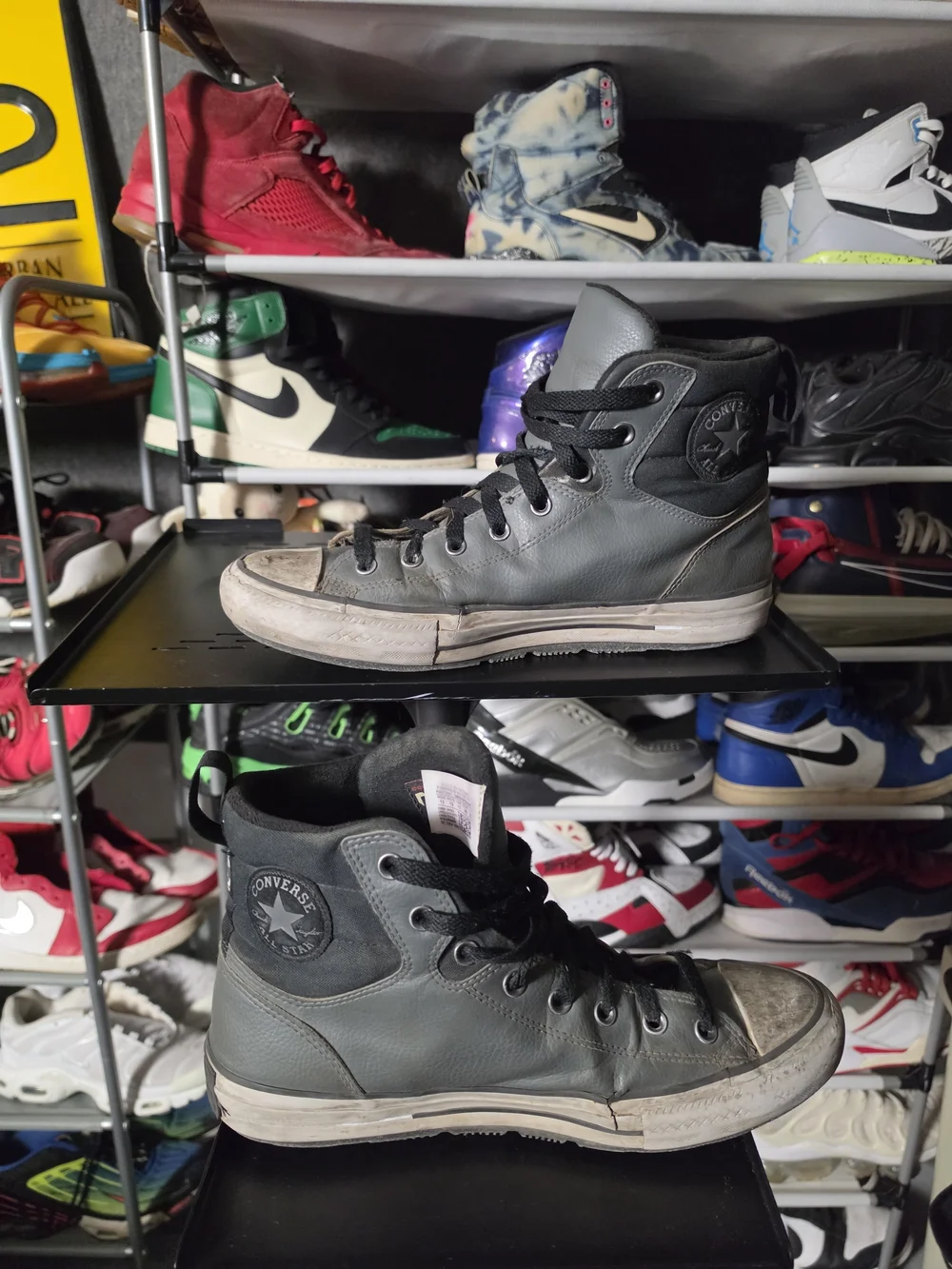 🔥 Well Worn Converse Hi Tops Men’s Size 11 Gray Leather High-Top Sneakers - Picture 2 of 13